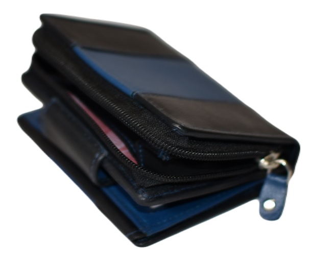 Pánská modro-černá peněženka na zip