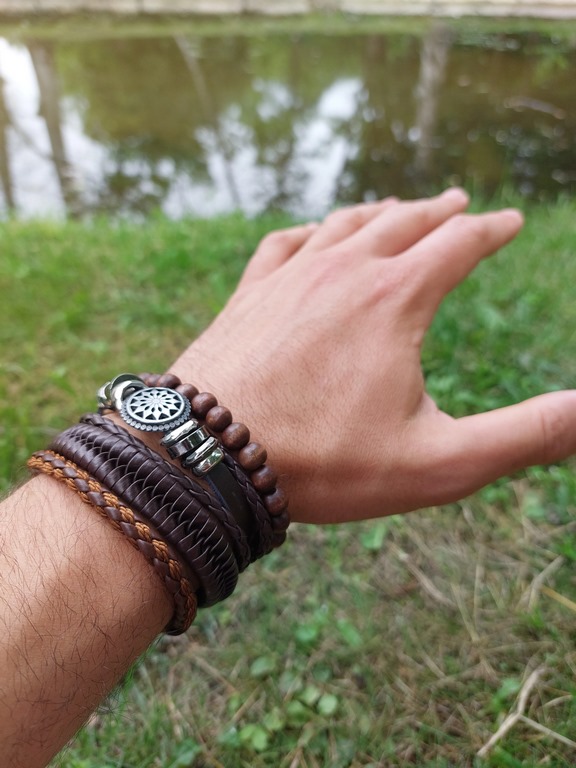 Sada čtyř pánských náramků Retro brown