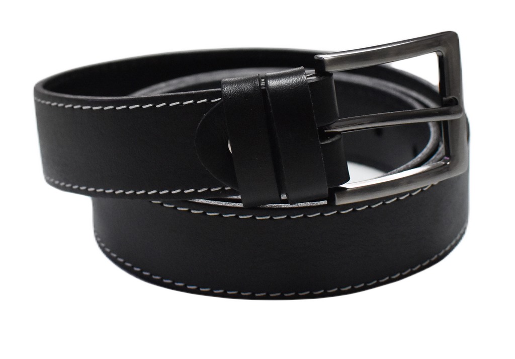 Kožený opasek s bílým prošiváním (šířka 3,4cm)