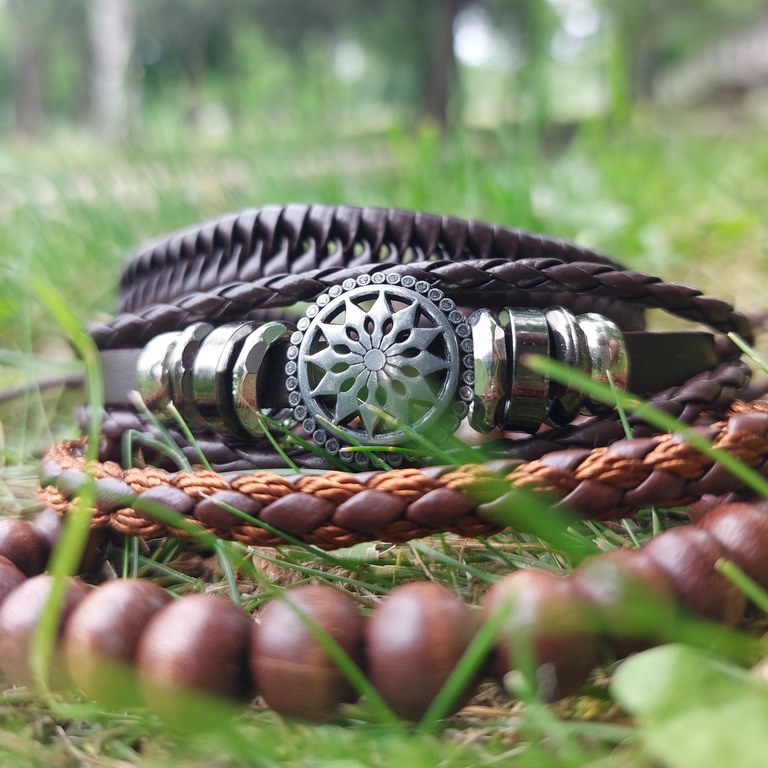 Sada čtyř pánských náramků Retro brown