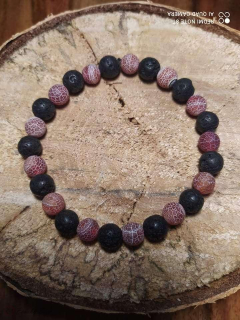 Pánský náramek (láva, achát červený) 