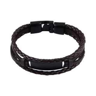 Kožený pánský náramek se sponou Leather brown